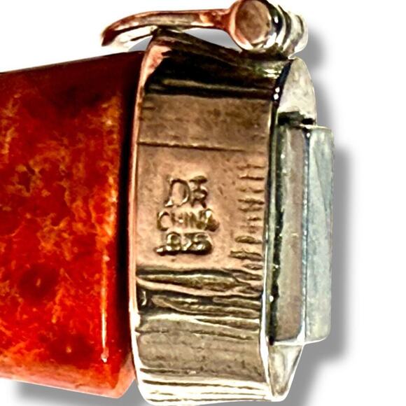 JAY KING Desert Rose Trading Bamboo Red Coral Sterling Silver 925 Bracelet 34g - Picture 2 of 12